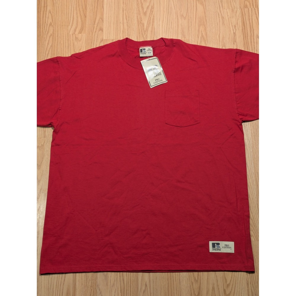 Russell Athletic Mens Vintage Pro Cotton Pocket T-Shirt Red XL